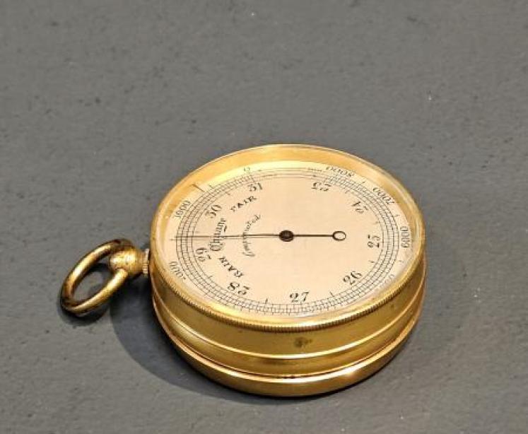 Victorian Gilt Brass Pocket Barometer  - Image 5