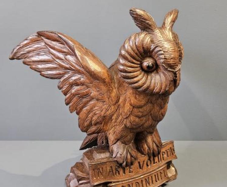 Large Victorian Carved Oak Long Eared Owl - Image 3
