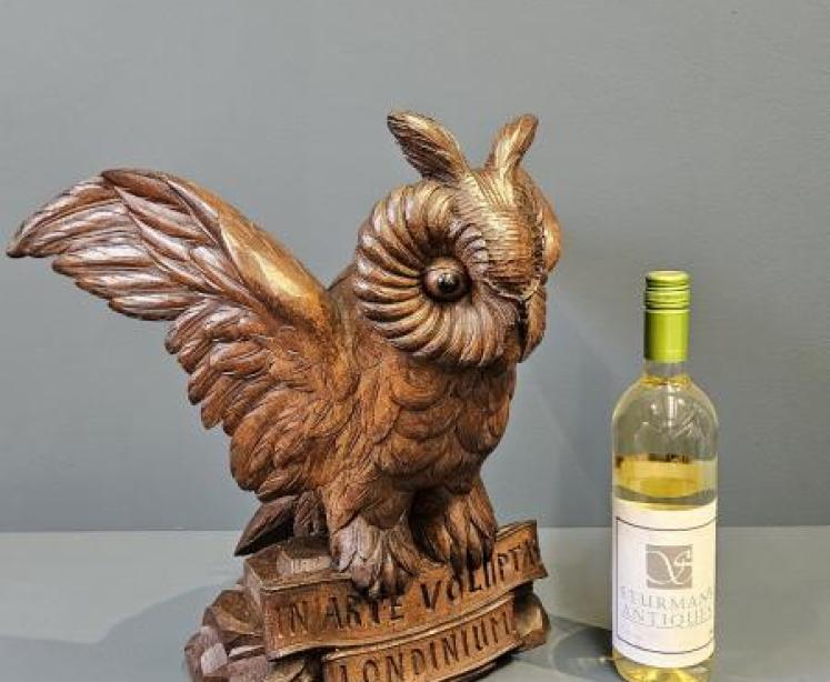 Large Victorian Carved Oak Long Eared Owl - Image 7