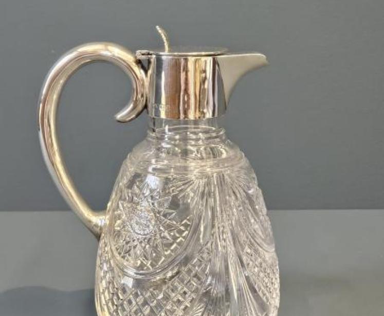 George V Silver Cut Crystal Claret Jug - Image 1