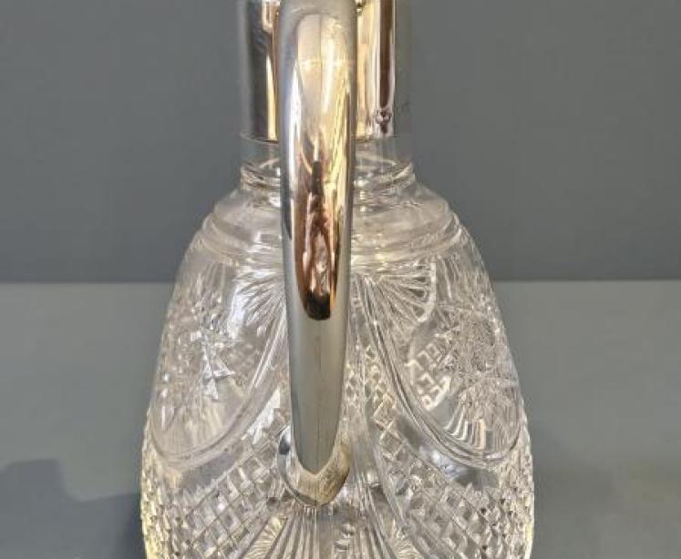 George V Silver Cut Crystal Claret Jug - Image 3