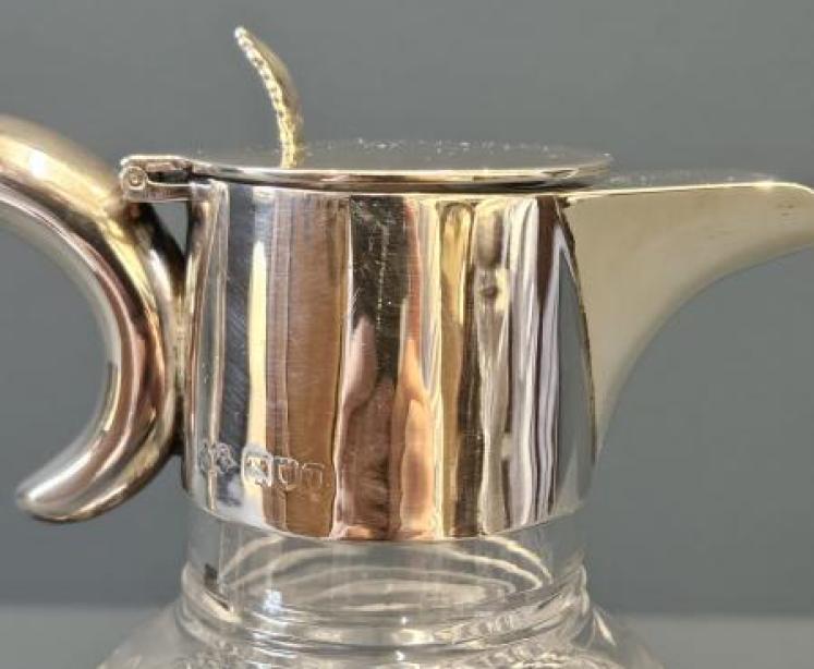 George V Silver Cut Crystal Claret Jug - Image 4