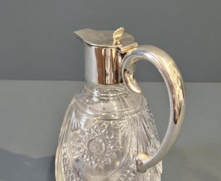 George V Silver Cut Crystal Claret Jug - Image 5