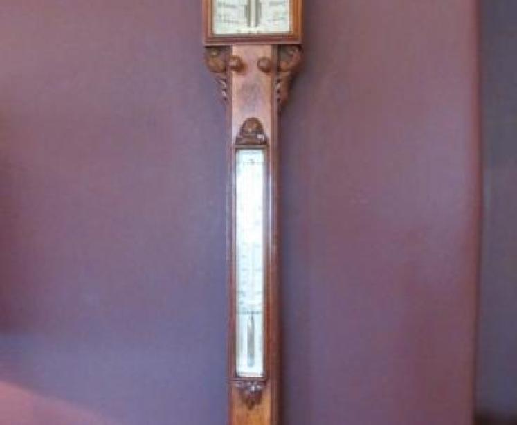 Top Quality Victorian Oak Manchester Stick Barometer - Image 4