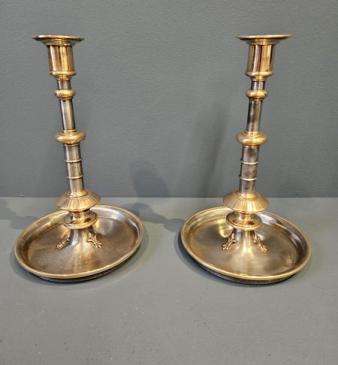 Superb Early Victorian Cast Iron And Bronze Candlesticks