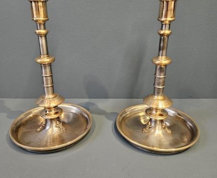 Superb Early Victorian Cast Iron And Bronze Candlesticks - Image 1