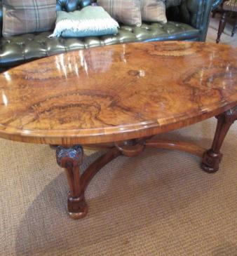 Stunning Mid Victorian Figured Walnut Coffee Table