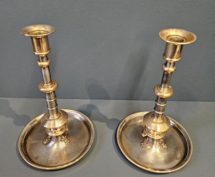 Superb Early Victorian Cast Iron And Bronze Candlesticks - Image 4