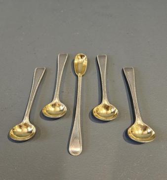 Set of Five Mid Victorian Silver Condiment Spoons