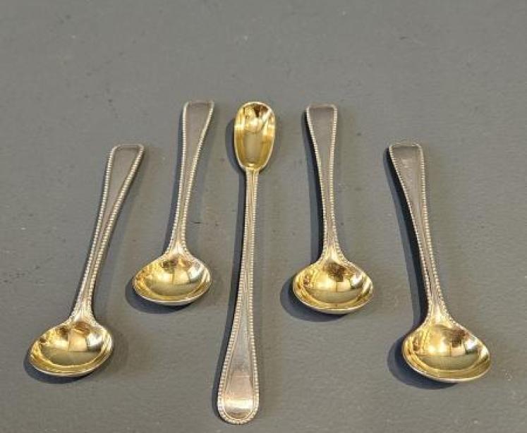 Set of Five Mid Victorian Silver Condiment Spoons - Image 1