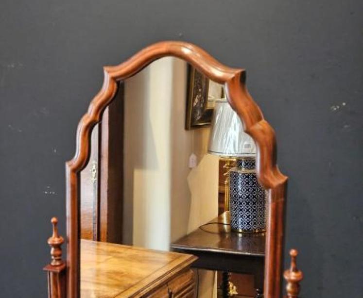Edwardian Walnut Cheval Mirror - Image 6