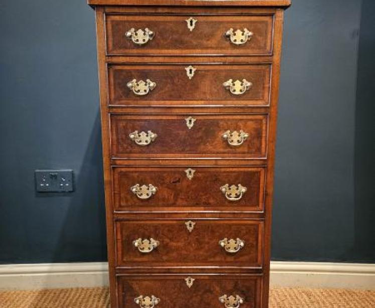 Victorian Burr Walnut Tallboy Chest - Image 1