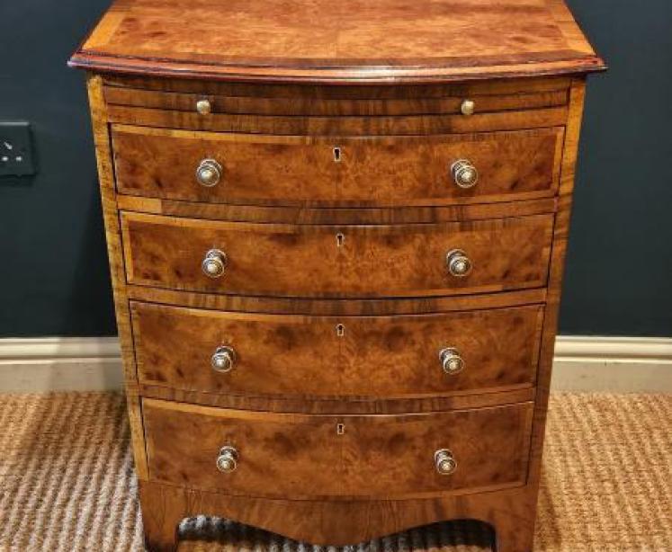 Small proportioned Victorian Burr Walnut Chest with Brushing Slide - Image 1