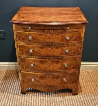 Small proportioned Victorian Burr Walnut Chest with Brushing Slide