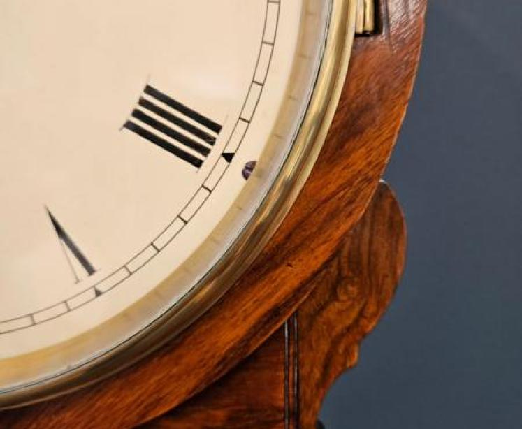 Mid Victorian Walnut 8" Dial Drop Dial Clock - Image 3