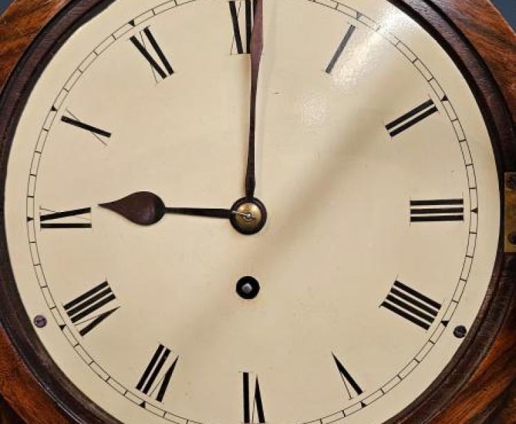 Mid Victorian Walnut 8" Dial Drop Dial Clock - Image 5