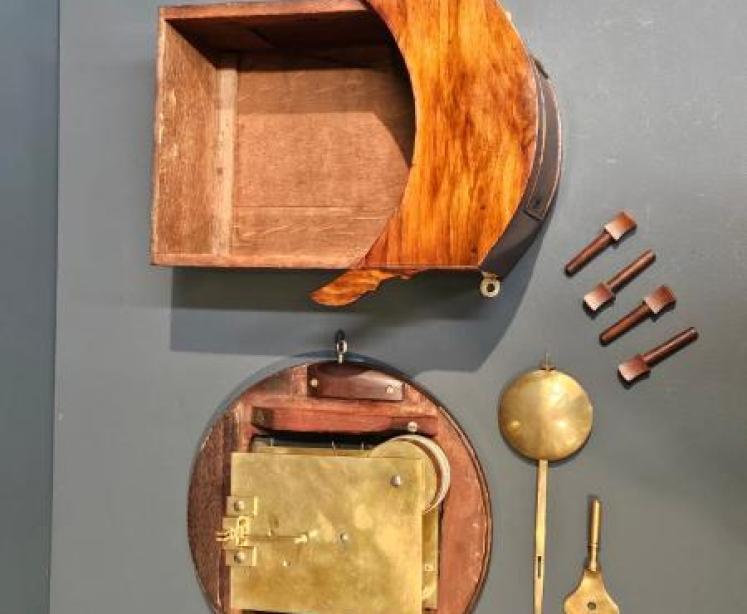 Mid Victorian Walnut 8" Dial Drop Dial Clock - Image 6