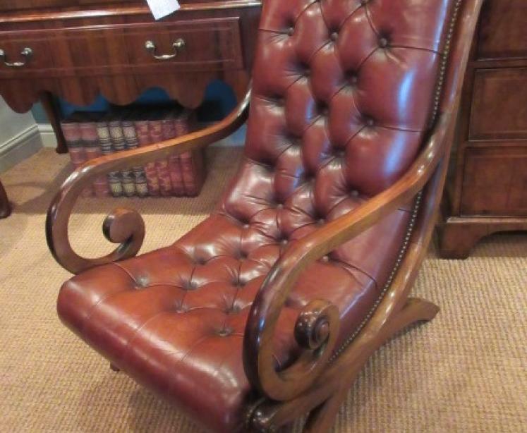 1920's Leather Buttoned 'Slipper' Armchair - Image 1