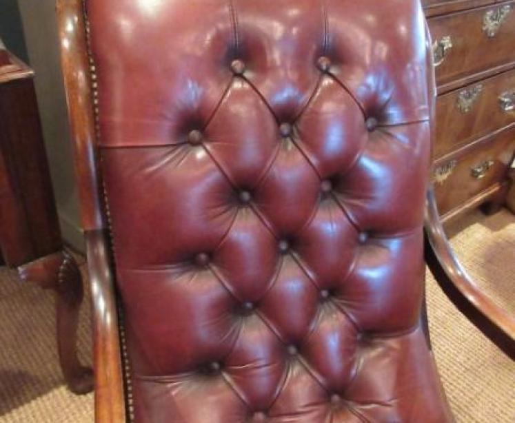 1920's Leather Buttoned 'Slipper' Armchair - Image 5