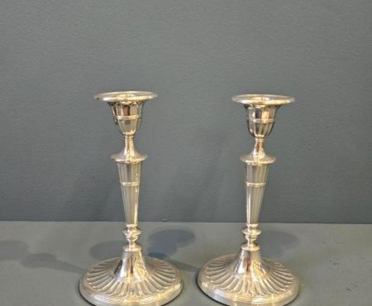 Pair of Victorian Adams Style Silver Candlesticks - Image 1