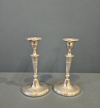 Pair of Victorian Adams Style Silver Candlesticks