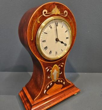 Late Victorian Inlaid Mahogany Balloon Clock