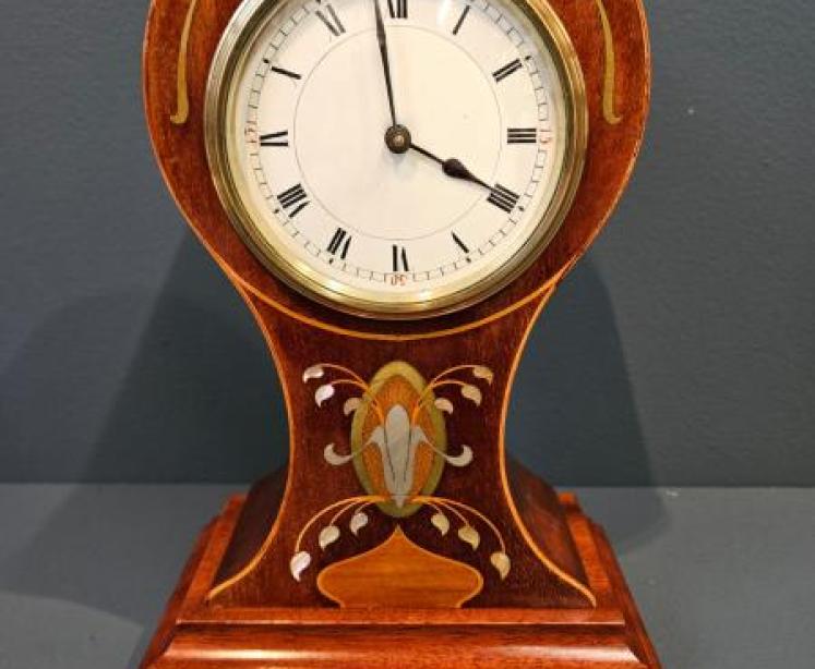 Late Victorian Inlaid Mahogany Balloon Clock - Image 4