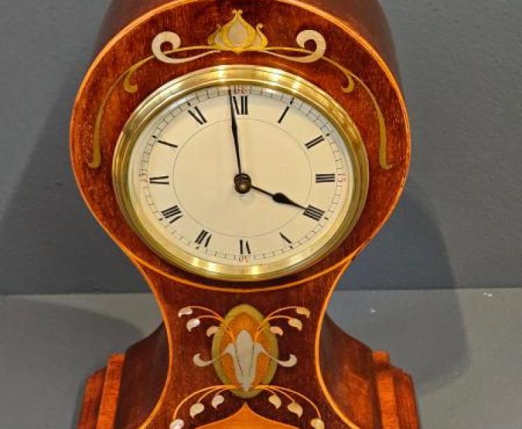 Late Victorian Inlaid Mahogany Balloon Clock - Image 6
