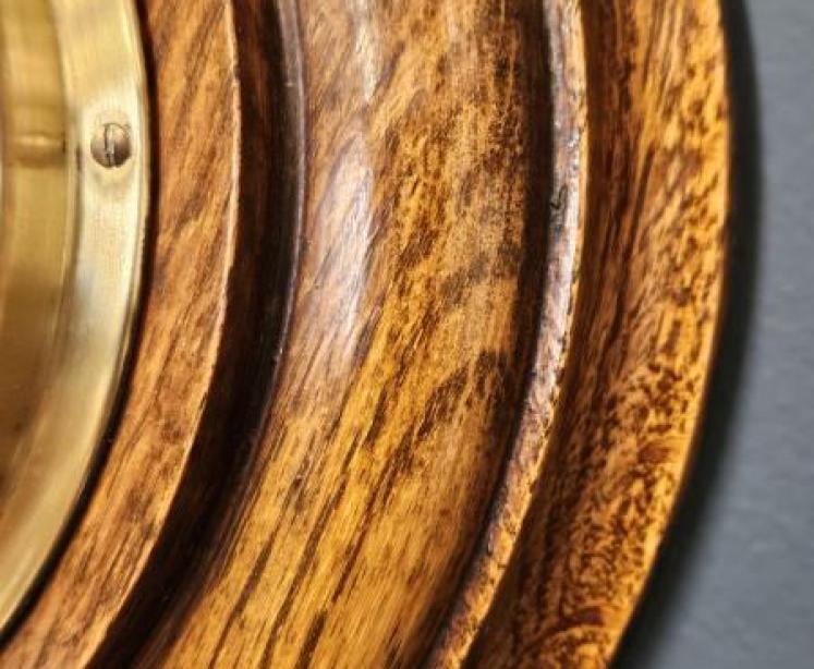 Small Late Victorian Turned Oak Barometer - Image 3