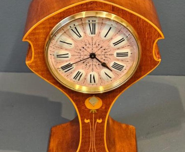 Edwardian Art Nouveau Inlaid Mantel Clock - Image 2