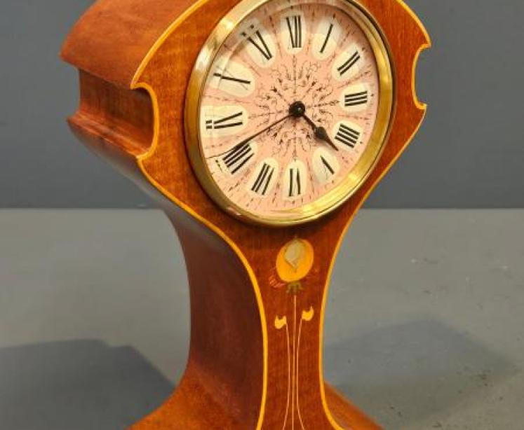 Edwardian Art Nouveau Inlaid Mantel Clock - Image 5