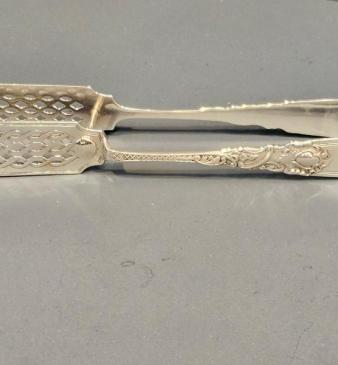 Pair of Fine Quality Silver Asparagus Tongs