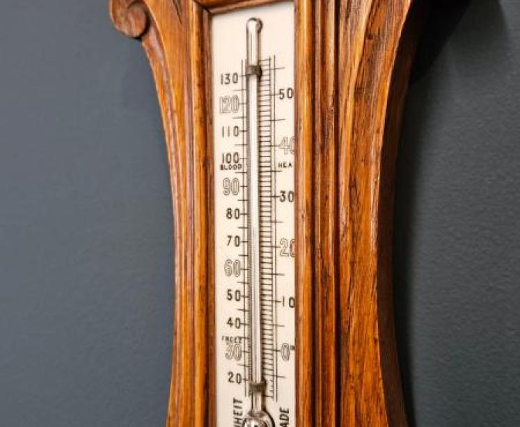 Small Victorian Oak Banjo Barometer  - Image 6