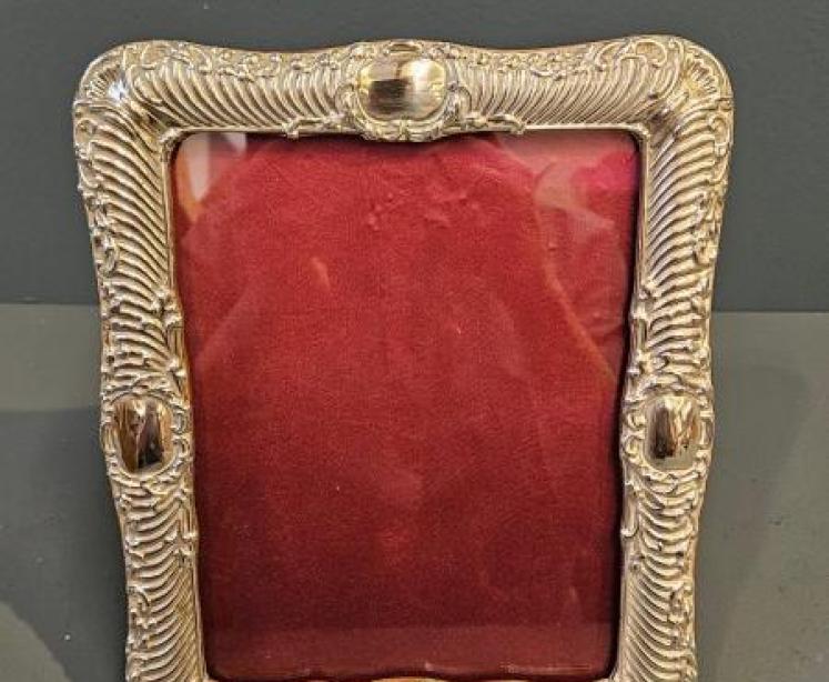 Large Victorian Embossed Silver Photo Frame  - Image 2