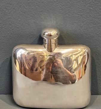 Edwardian Curved Silver Hip Flask 