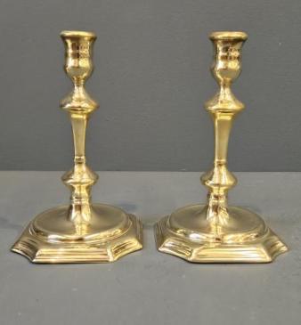 Pair of George III Seemed Brass Candlesticks 