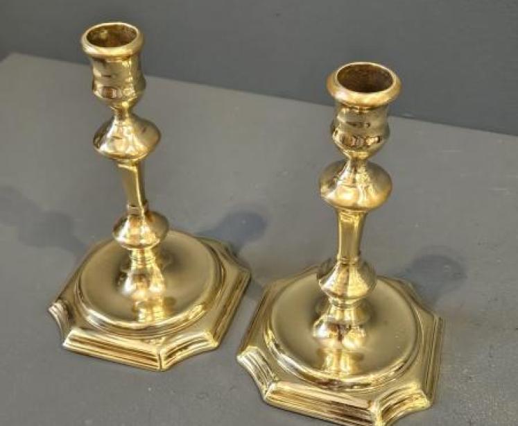 Pair of George III Seemed Brass Candlesticks  - Image 5