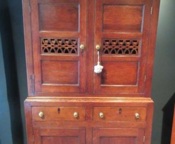 Superb Mid Georgian Oak Bread & Cheese Cupboard - Image 1