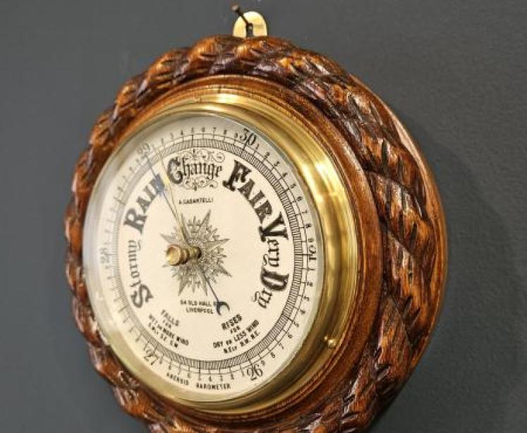 Victorian Oak Rope Twist Case Ships Barometer  - Image 3