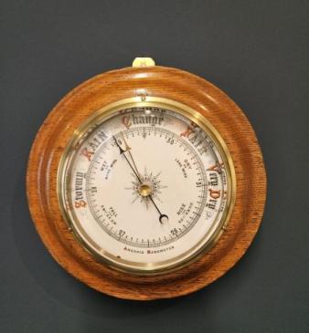 Victorian Turned Golden Oak Barometer 