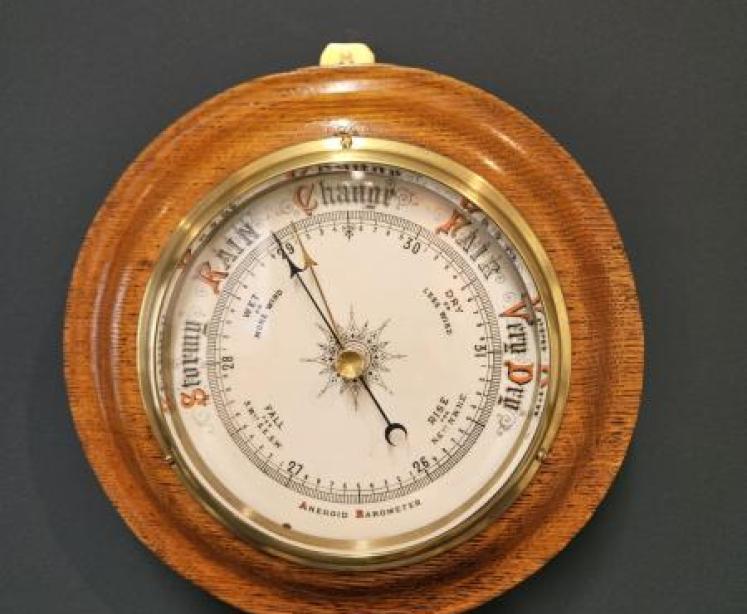 Victorian Turned Golden Oak Barometer  - Image 1