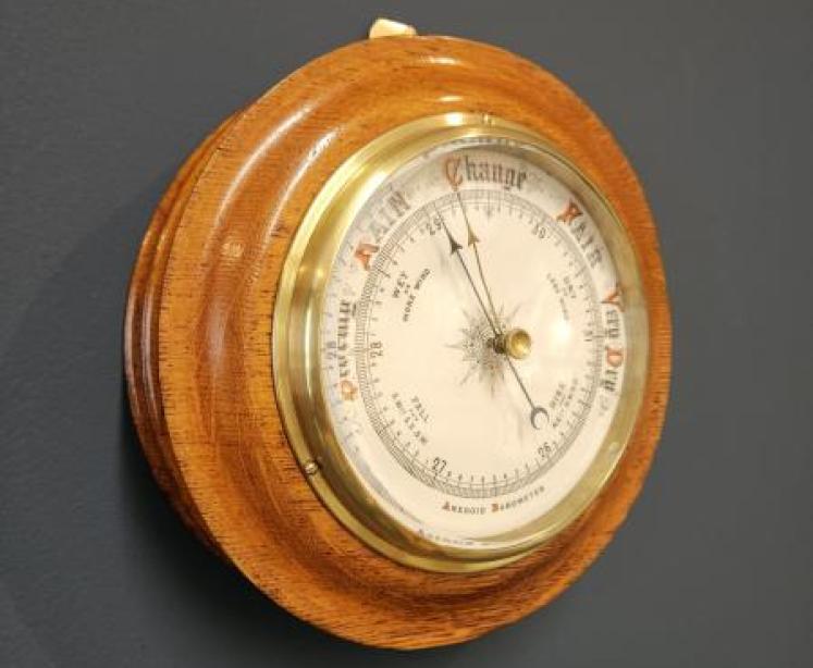 Victorian Turned Golden Oak Barometer  - Image 2