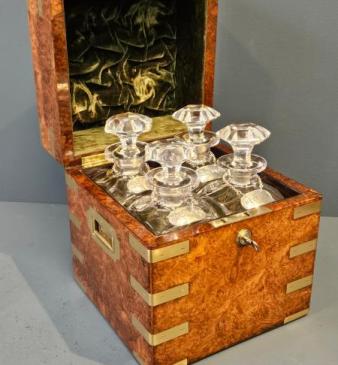 Immaculate Early Victorian Burr Walnut Tantalus Box