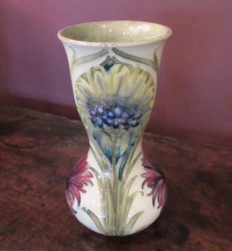 Rare Moorcroft Cornflower on Cream Ground Vase