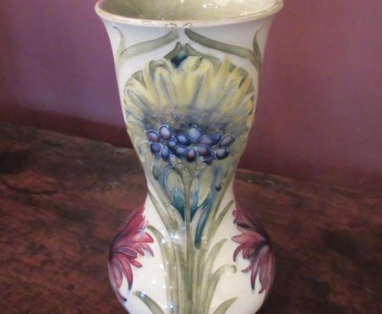 Rare Moorcroft Cornflower on Cream Ground Vase - Image 1