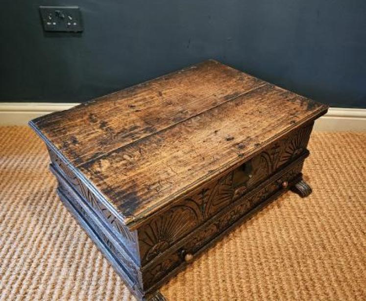 17th Century Oak Floor Standing Bible Box with Drawer  - Image 5