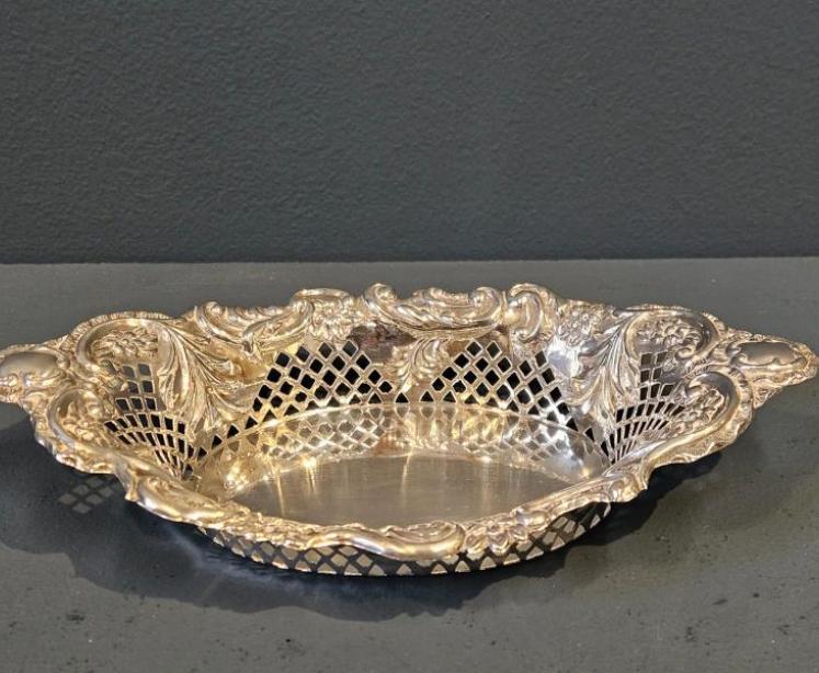 Victorian Silver Fretted Border Dish - Image 1