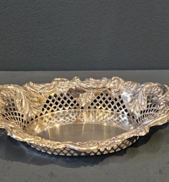 Victorian Silver Fretted Border Dish