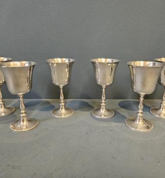 Set of Six Cast Silver Goblets
