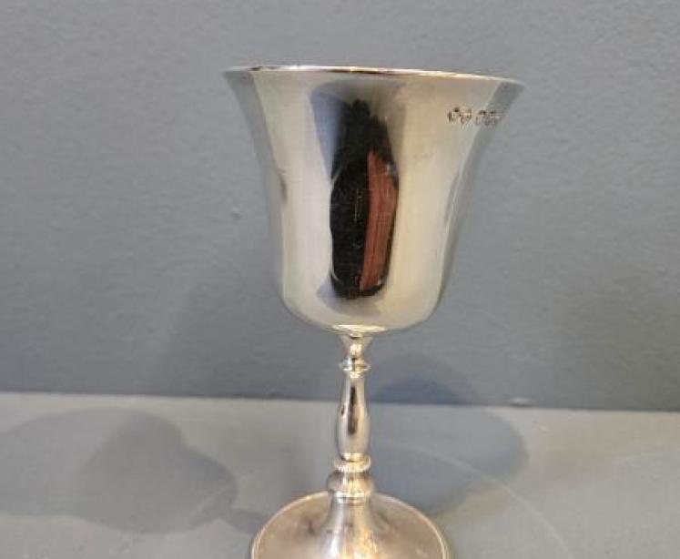 Set of Six Cast Silver Goblets - Image 2